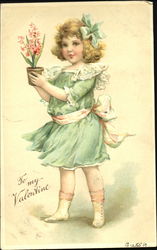 Pretty Girl Holding Flowers Postcard