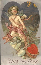 Cupid With a Heart in a Net Postcard