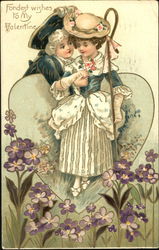Boy and girl cuddling Postcard