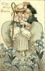 Boy and a girl cuddling Children Postcard Postcard