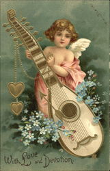 Cupid with Mandolin Postcard