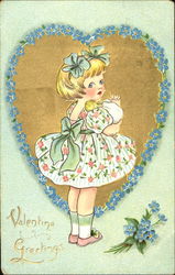 Girl in Flowered Dress Postcard