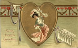 Woman in heart with arrow going through heart Woman in heart with arrow going through heart