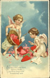 Cupids Strewing Hearts Postcard