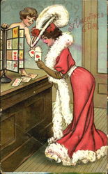 cupid, hearts and lady Postcard
