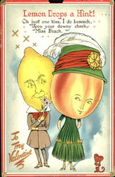 Mr. Lemon and Ms. Peach Fantasy Postcard Postcard