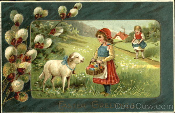 Girls with Lamb With Children
