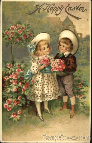Boy and girl with roses Flowers