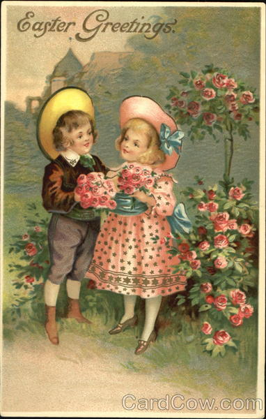 Boy and girl with roses Flowers