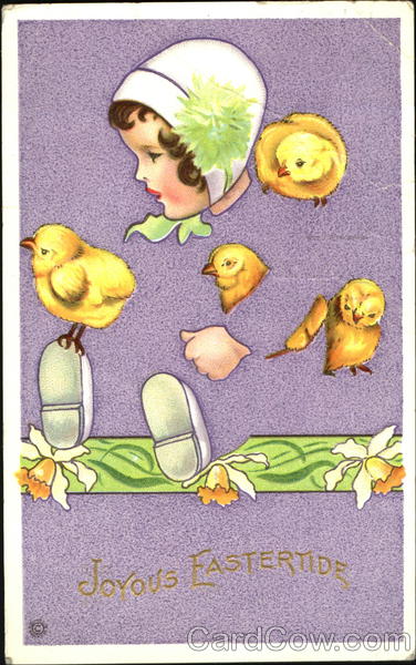 Girl's head hand & feet, & 4 chicks With Chicks