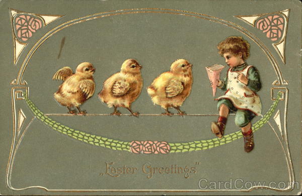 Girl with three chicks With Chicks