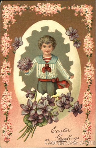 Boy holding flowers