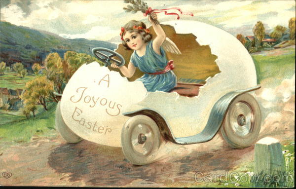 Little girl in an Egg Car With Children