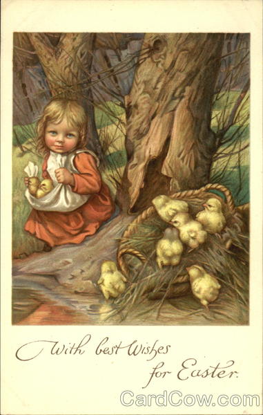 Girl Holding Chicks in her Apron With Children