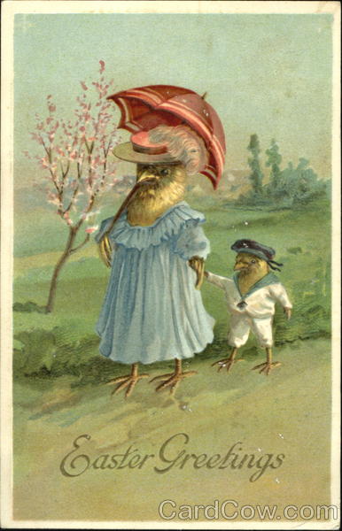 Mother chick and son holding hands With Chicks