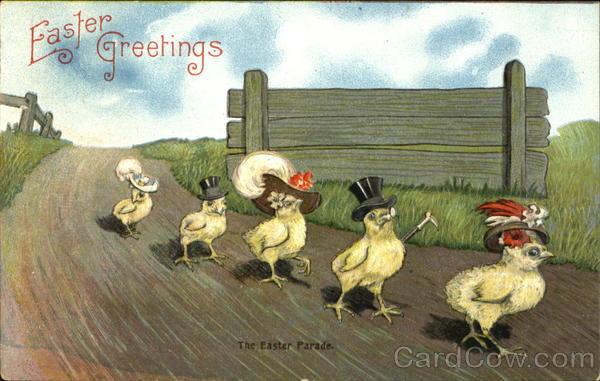 Dressed up chicks marching With Chicks