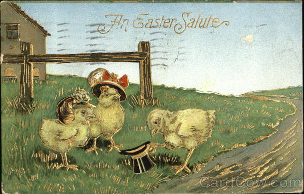 Chicks in Fancy Hats With Chicks