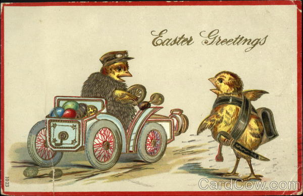 Chick Driving a Car With Chicks