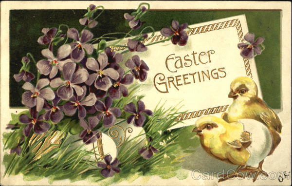Chicks with Purple Flowers and Card With Chicks