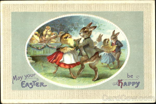 Easter Bunny and Chicks Dancing With Bunnies