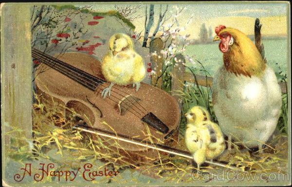 Chickens on a Violin With Chicks