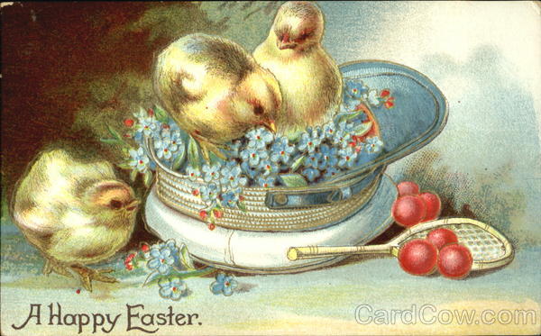 Chicks in a Hat with Flowers With Chicks