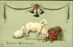 Three lambs with a basket of flowers Three lambs with a basket of flowers