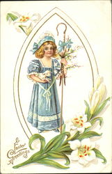 Girl Holding a Lamb Postcard