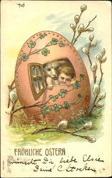 Child and Lamb in Egg Postcard