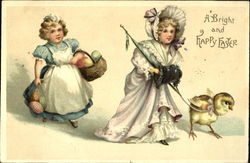 Girls with Eggs and Chick Postcard