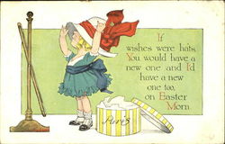 Little Girl Wearing a Red Easter Bonnet Postcard