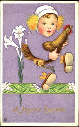 Fade Away Baby Holding Chicken Postcard