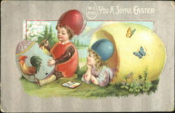 Children Painting Eggs Postcard
