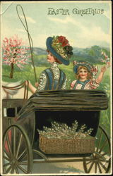 Girl & woman in carriage Postcard