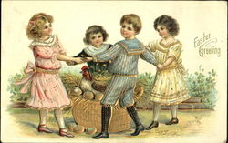 Children dancing around rooster With Children Postcard Postcard