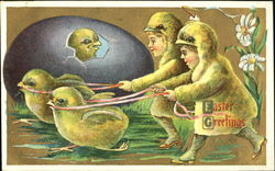 Children With Easter Chicks Postcard