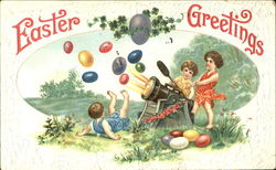 Children with Easter Egg Cannon Postcard