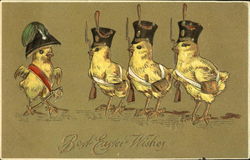 Four chicks in uniform Postcard