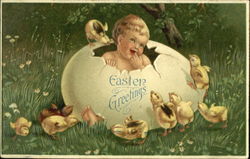 Child in an Easter Egg and Chicks Postcard