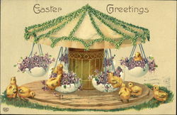 Chicks riding on egg carousel Postcard