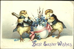 Chicks in Tailcoats with Champagne Postcard