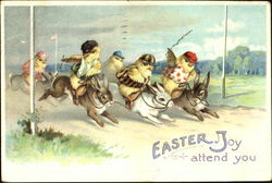 Chicks Racing Bunnies Postcard