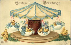 Chicks riding on a merry-go-round Postcard