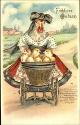 Hen with Chicks in Pram Postcard
