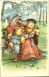 Mother Hen reading "ABC" book to 2 chicks Postcard