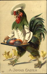 Rooster with Colored Eggs Postcard