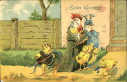 Chicken Family in Fancy Dress Postcard