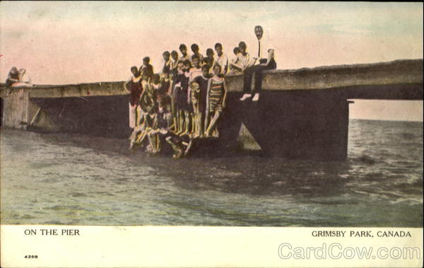 A Group of Swimmers on the Pier Grimsby Park Canada