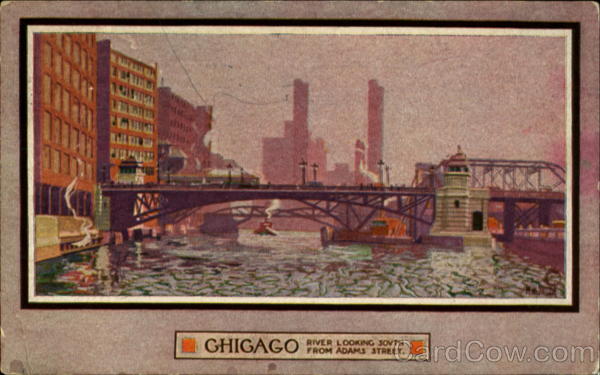 Chicago River looking South from Adams Street Illinois