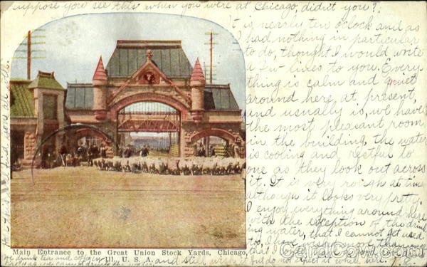 Main Entrance to the Great Union Stock Yards Chicago Illinois